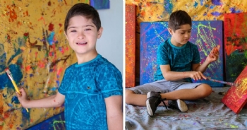 Menino com Síndrome de Down expõe obras no No Museu do Louvre, em Paris